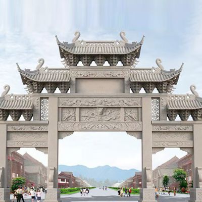 家族祠堂牌坊效果圖大全_廣東宗祠石大門牌樓設(shè)計(jì)圖紙