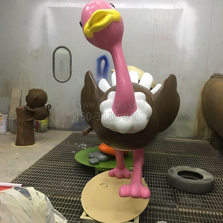 超可愛的卡通鴕鳥雕塑 (1)