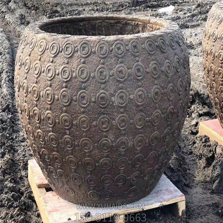 石頭雕刻的魚缸、水缸雕塑