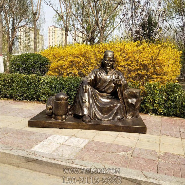 茶圣陸羽雕塑，玻璃鋼仿銅歷史名人情景雕塑
