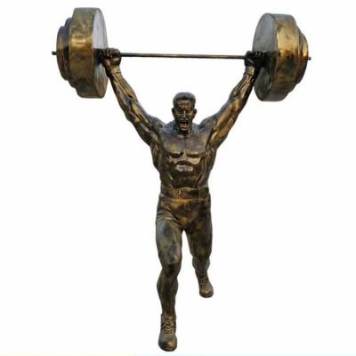 舉重，玻璃鋼仿銅體育運動人物雕塑