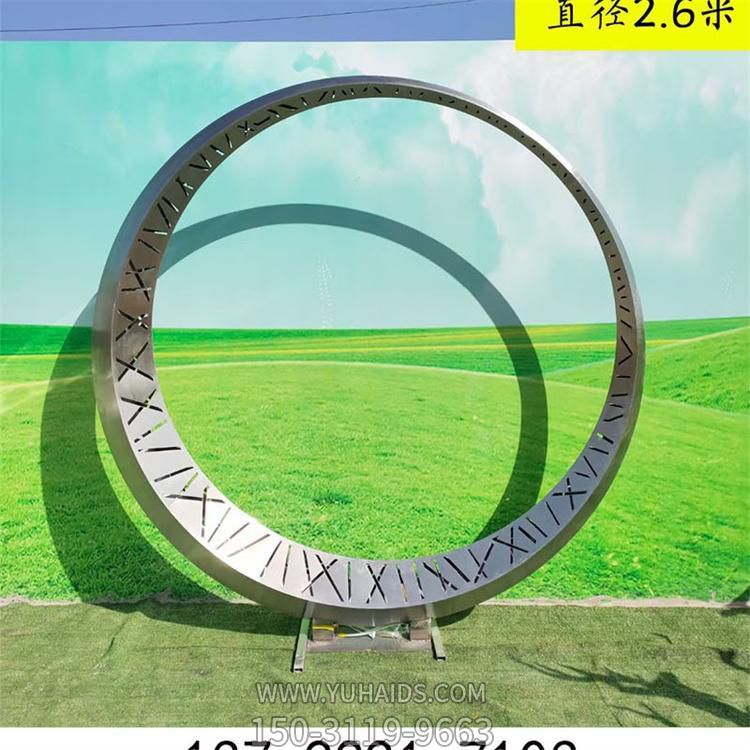  不銹鋼幾何戶(hù)外園林景觀圓環(huán)雕塑