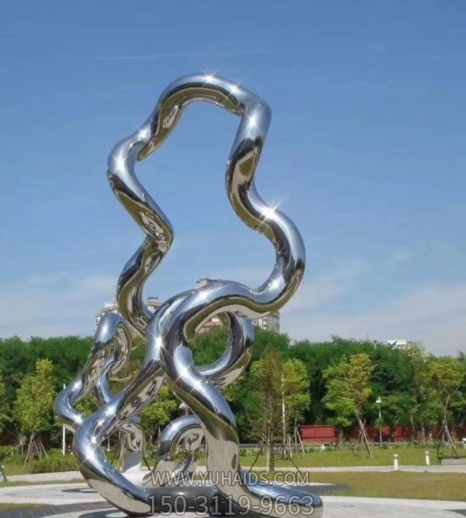 戶(hù)外廣場(chǎng)大型不銹鋼鏡面抽象異性景觀雕塑