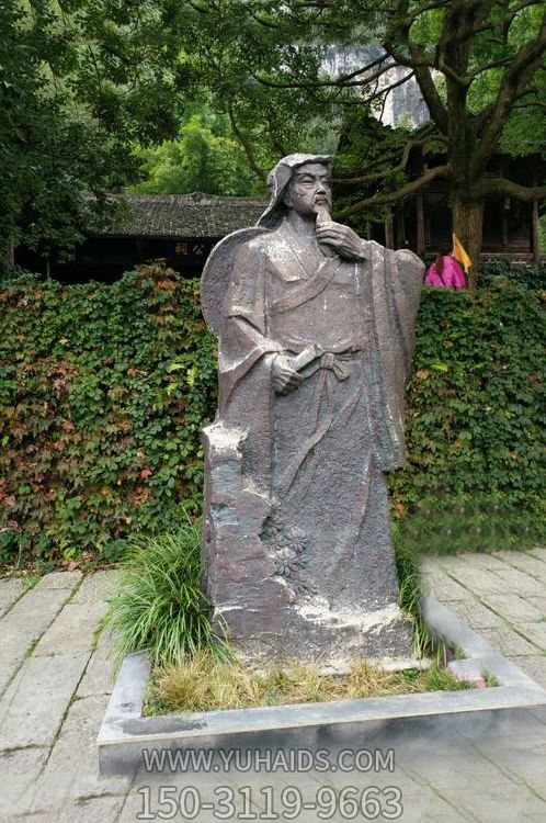 學(xué)校廣場(chǎng)歷史著名詩(shī)人陶淵明鑄銅雕塑