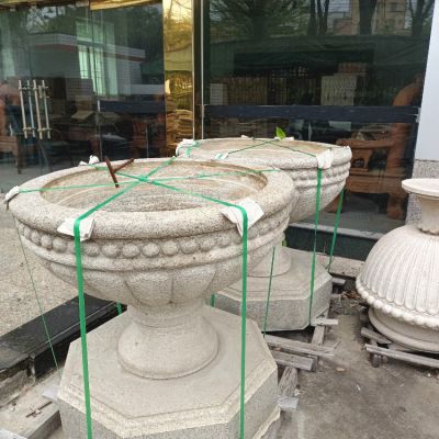 花崗巖石雕花盆，歐式大花缽