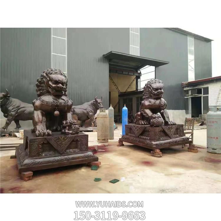 工廠(chǎng)企業(yè)銅雕門(mén)口一對(duì)鎮(zhèn)宅招財(cái)獅子雕塑