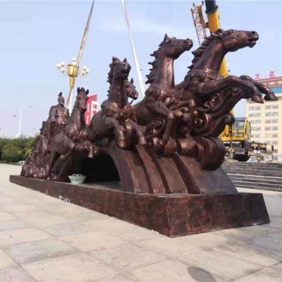 大型馬車雕塑，廣場(chǎng)馬拉車景觀雕塑