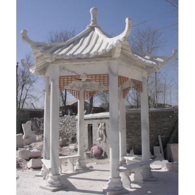 學(xué)?；▓@擺放漢白玉休閑座椅涼亭雕塑