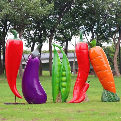 玻璃鋼仿真蔬菜，辣椒、茄子、豌豆和胡蘿卜