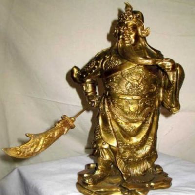 黃銅色關(guān)羽塑像，鑄銅歷史名人關(guān)于長雕塑