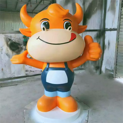 卡通牛犢子，玻璃鋼卡通動物系列美陳擺件