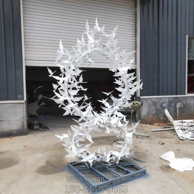 公園廣場(chǎng)創(chuàng)意不銹鋼抽象和平鴿雕塑