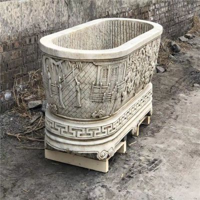 漢白玉仿古石槽，深水槽