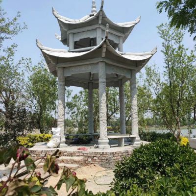 花崗巖石雕涼亭，雙層高涼亭