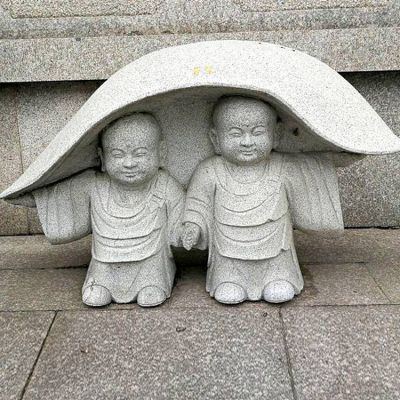 大理石，砂石石雕園林寺廟小沙彌擺件