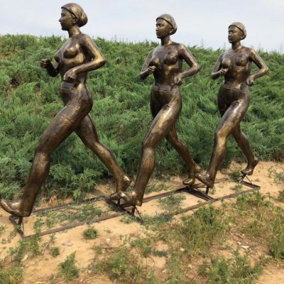 競走人物塑像，玻璃鋼仿銅運動主題人物雕塑