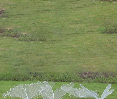 不銹鋼網(wǎng)格池塘蝴蝶雕塑