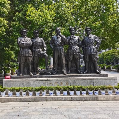 一代英豪，中國近代革命人物，周恩來、賀龍、葉挺、劉伯承、朱德偉人銅雕群