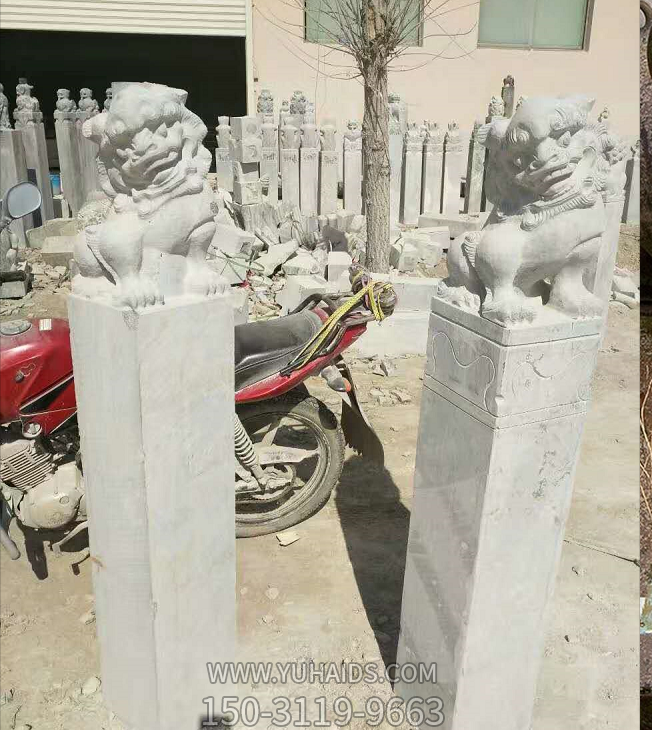 獅子栓馬柱，古建園林拴馬樁雕塑