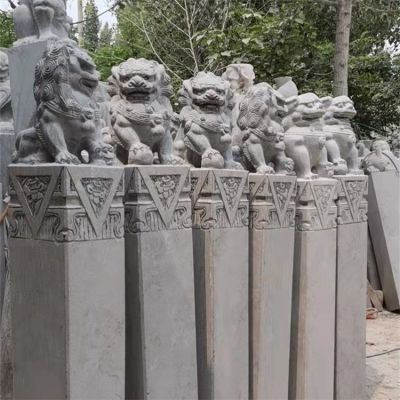 戶外園林仿古拴馬樁 庭院門(mén)口十二生肖青石栓馬柱