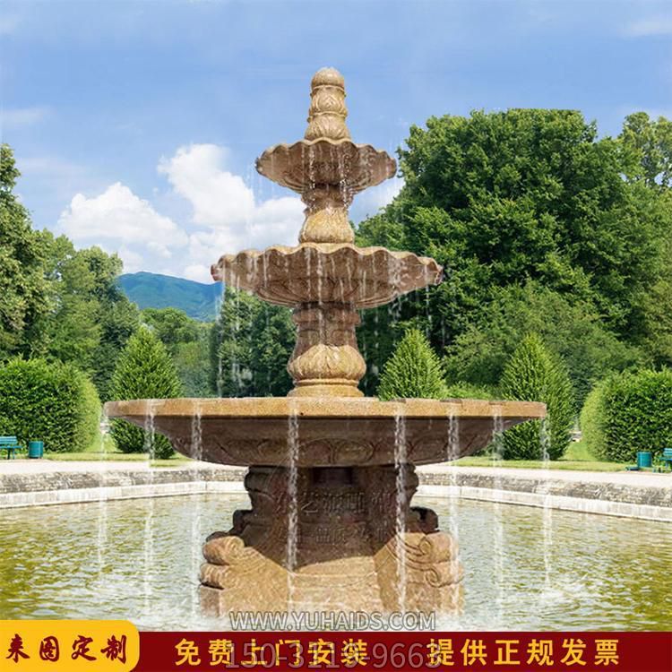 晚霞紅石雕戶外景區(qū)流水擺件雕塑