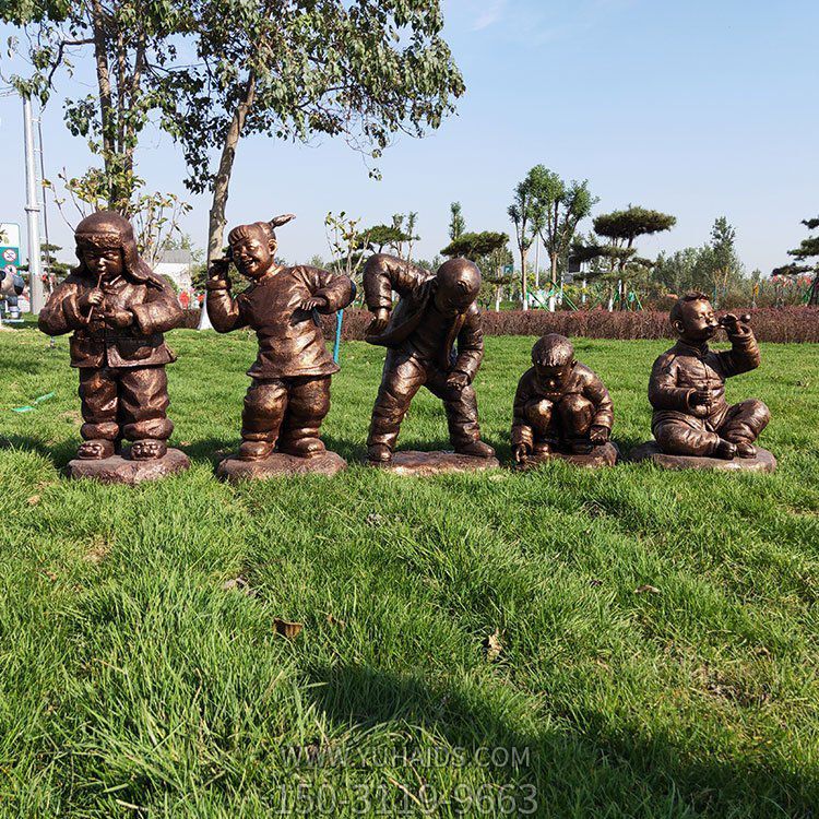 鑄銅小孩子，童趣系列小孩銅雕