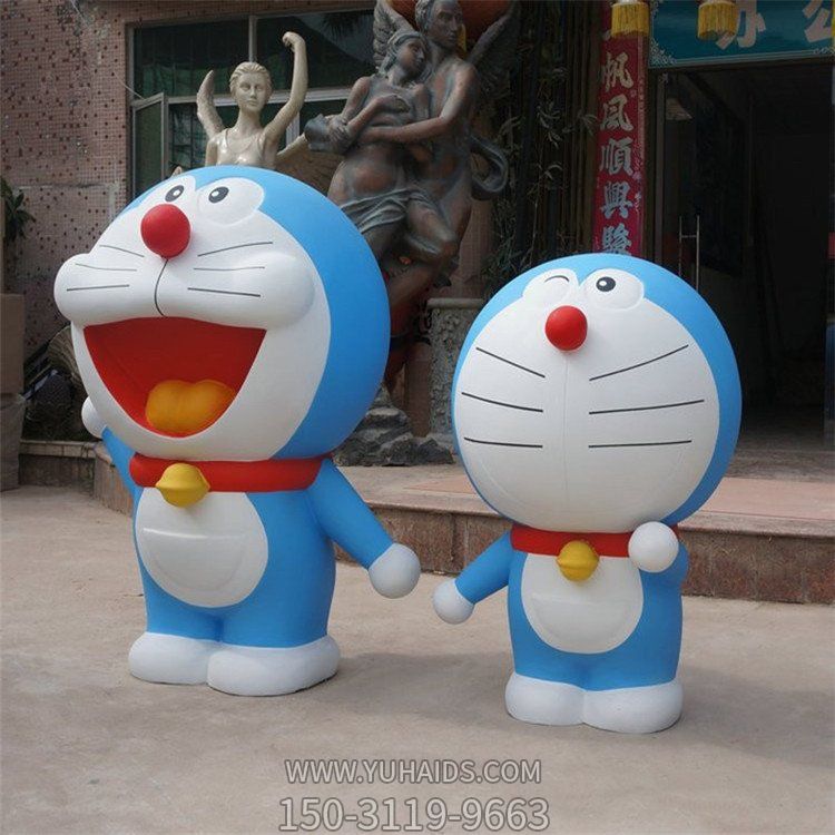 兒童樂(lè)園裝飾玻璃鋼卡通哆啦夢(mèng)公仔雕塑