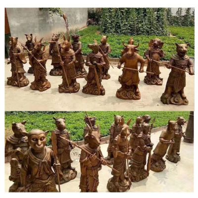 人身獸首的十二生肖銅雕，可做石材或玻璃鋼材質(zhì)