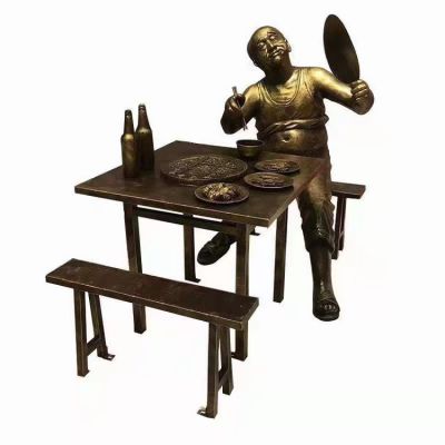 玻璃鋼仿銅戶(hù)外園林景觀吃飯的人物景觀