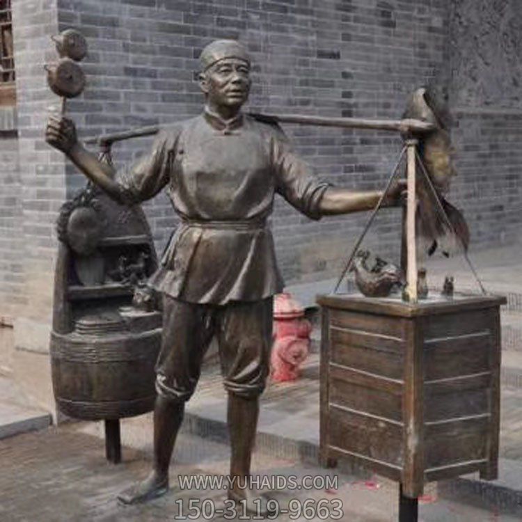 戶(hù)外城市街道玻璃鋼仿銅人物景觀雕塑