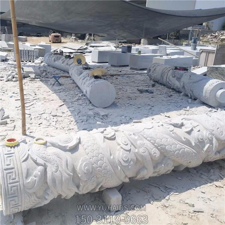 大理石石雕盤(pán)龍戶(hù)外大型龍柱雕塑