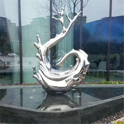 不銹鋼浪花雕塑，園林水景裝飾景觀擺件