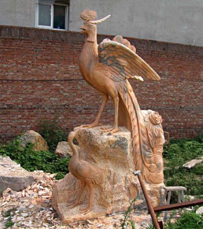 戶(hù)外景區(qū)晚霞紅石雕鳳凰雕塑
