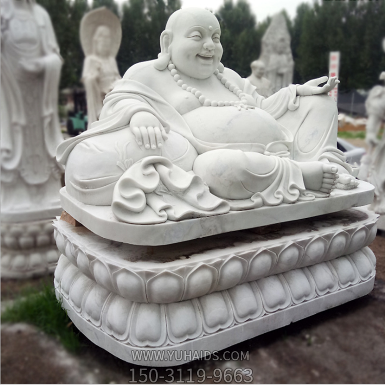 笑彌勒石雕像，漢白玉佛像石雕雕塑