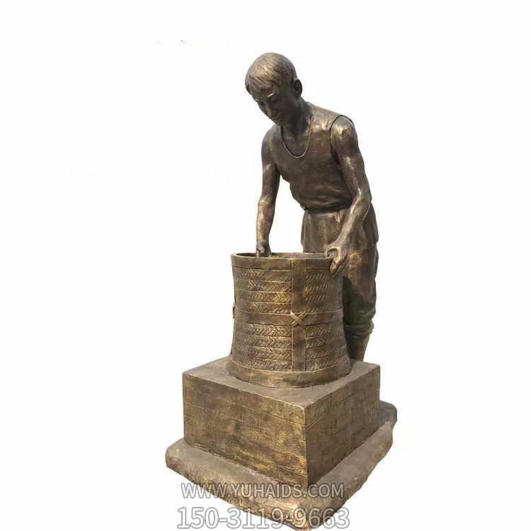 戶外園林玻璃鋼仿銅人物雕塑