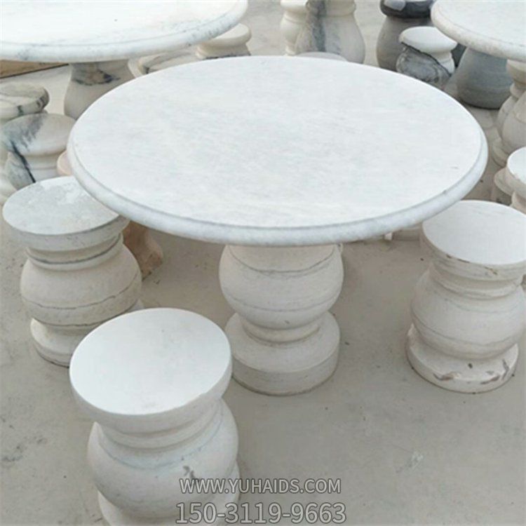 天然石頭圓桌石臺(tái)室外戶(hù)外石桌石凳庭院擺件雕塑