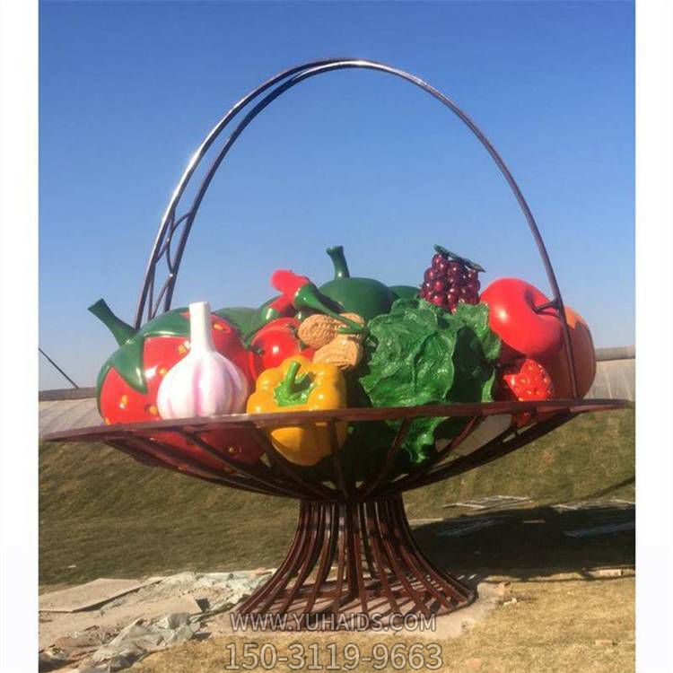 大型 玻璃鋼果籃雕塑 仿真水果蔬菜農(nóng)場基地?cái)[件