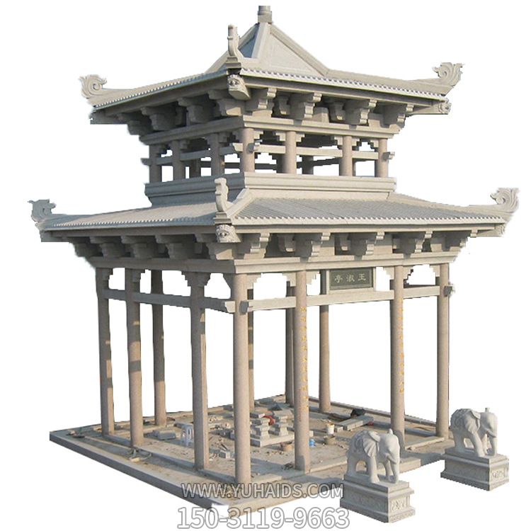 仿古建大理石園林景觀(guān)多角涼亭雕塑