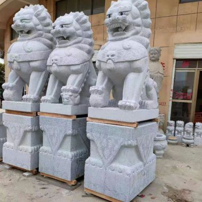 大理石石雕戶(hù)外園林景觀(guān)創(chuàng)意獅子雕塑