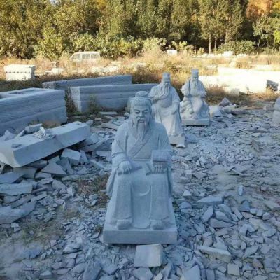 土地公公石雕像，小型坐姿土地爺