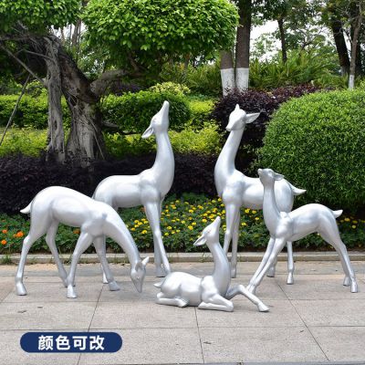 玻璃鋼純色梅花鹿雕塑，顏色可改