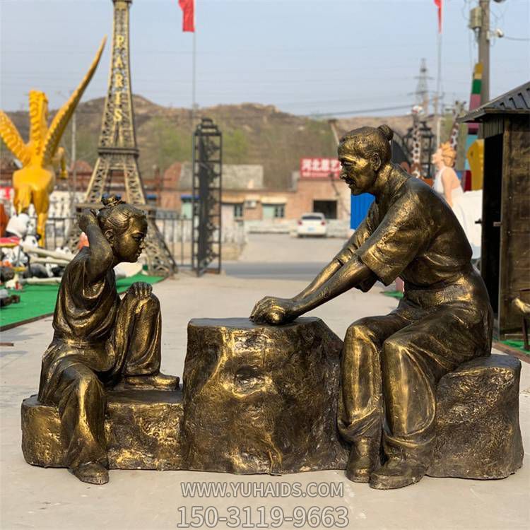 情景人物雕塑，城市街道玻璃鋼仿銅創(chuàng)意情景人物雕塑