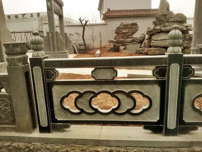 道觀(guān)景區(qū)涼亭圍欄大理石灰扶手石雕
