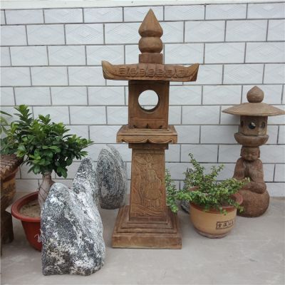 仿古青石頭燈地戶(hù)外花園擺件太陽(yáng)能中式石燈