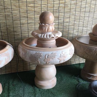 晚霞紅大理石風(fēng)水球水缽，室內(nèi)家用小型招財(cái)擺件