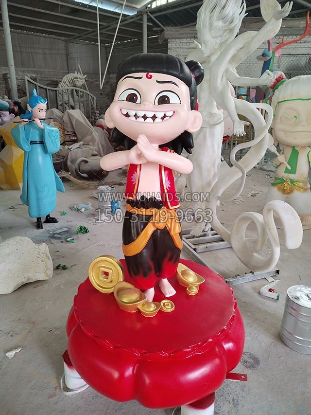 作揖的哪吒玻璃鋼雕塑