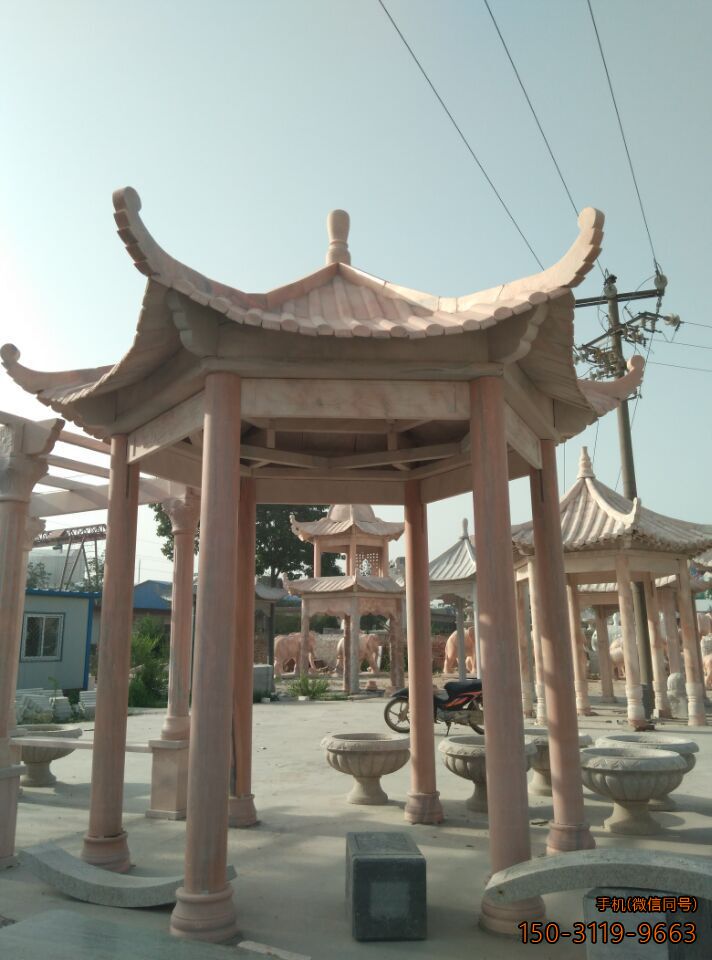 晚霞紅單層、單檐、加厚、六角涼亭