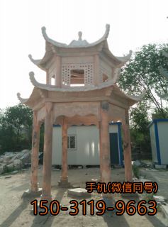 晚霞紅雙層、單檐、加厚、六角涼亭雕塑